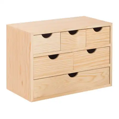 Cassettiera mini in legno multiuso con 6 cassetti cm 40X20X28h per arredo Gratis Retour