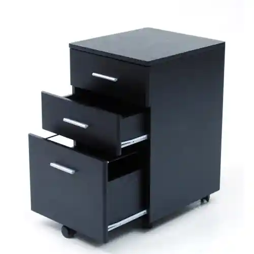 cassettiera mobile Chest ufficio MDF nero con ruote cm 40x44x65 h Fabrieksprijs