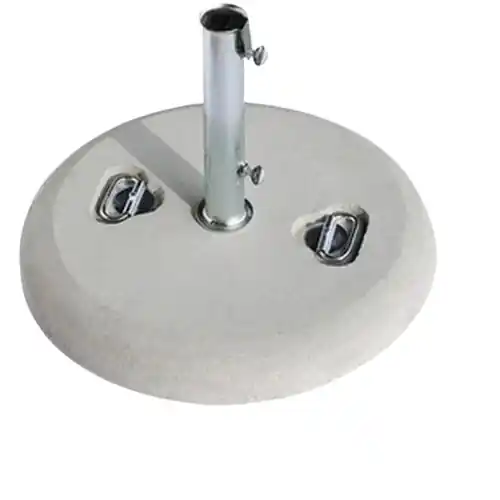 Merkproduct Cementi Vibrati Florida base rotonda per ombrellone da giardino Ø 55 cm in cemento bianco con maniglie e tubo zincato Ø 5,2 cm inclusi