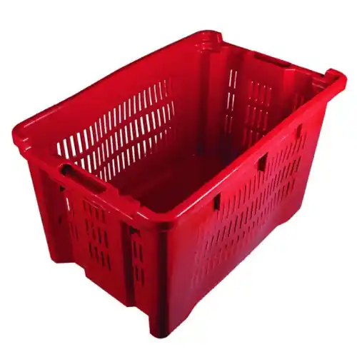 Cesta rettangolare per uva in plastica forata lateralmente con fondo chiuso 56x35x31 cm capacità 40 lt rossa Bestseller