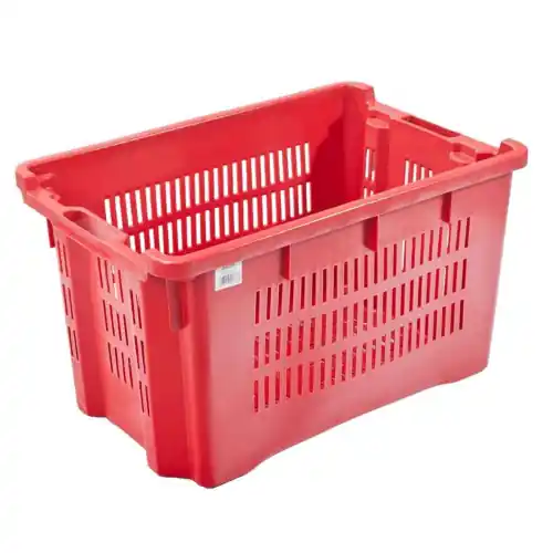Cesta rettangolare per uva in plastica tutta forata impilabile 56x35x31 cm capacità 40 lt rossa Direct Verzonden