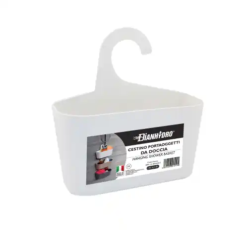 Cestino portaoggetti da doccia 26x9x26,5 cm con gancio in Duroplast Bianco Made in Italy (Bianco) Beste Prijs