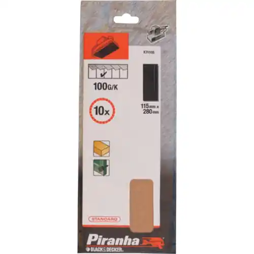 Seizoensaanbieding cf 10 fogli abrasivi al corindone piranha X31005 black&decker 115x280 mm gr 100