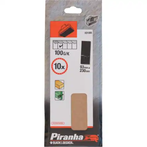 Tijdelijk Beschikbaar cf 10 fogli abrasivi al corindone piranha X31080 black&decker 93x230 mm gr 60