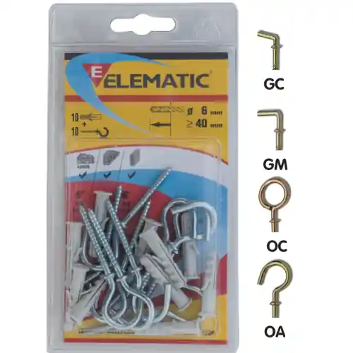 cf 10 pz Elematic tasselli EB/OC con bordo Ø 6 mm tassello con vite occhiolo Populair