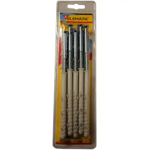 cf 10 pz Elematic tasselli in nylon APS/V 8x100 mm tassello con vite acciaio Superprijs