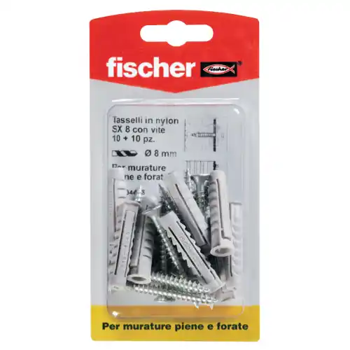 cf 15 pz fischer tasselli in nylon 6 mm con vite SX-6SK murature piene forate Gecertificeerd