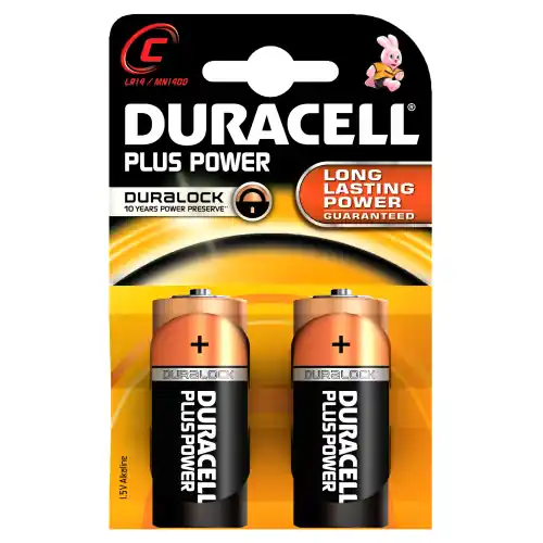 cf 2 pz Duracell batteria pila pile alcalina plus mezza torcia MN1400 LR14 1,5W Shop Nu