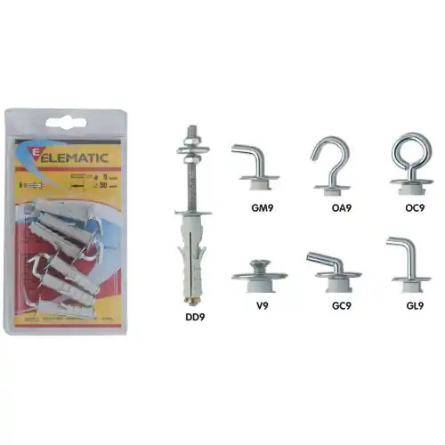 cf 6 pz elematic tasselli ENP/GM Ø 9x50 mm fissaggio tassello universale nylon Gratis Retour