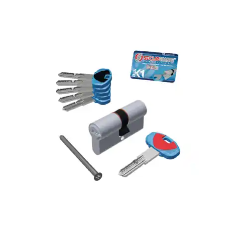 Cilindro sagomato Evo K1 3100-C Securemme ottone nichelato satinato 5 chiavi 100 mm 50+50 con sistema di cifratura meccanico a 6 perni attivi Must-Have