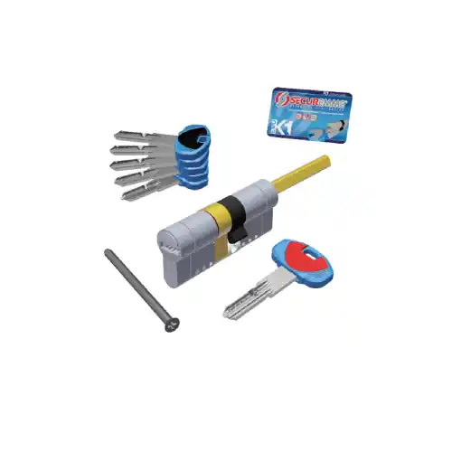 Exclusieve Aanbieding Cilindro sagomato Evo K1 3100-Q Securemme ottone nichelato satinato 5 chiavi 65 mm 30+35 con predisposizione per pomolo