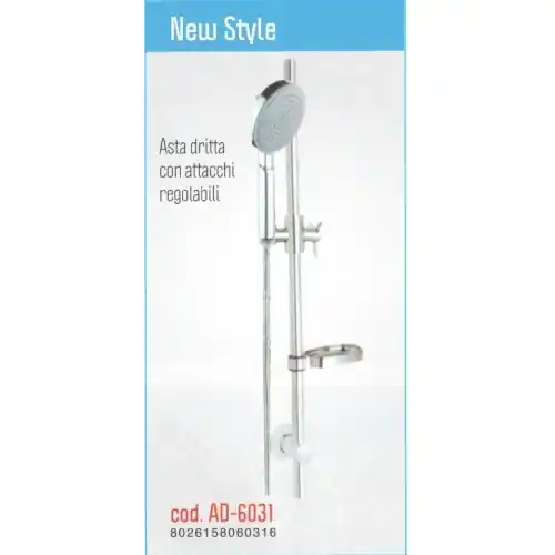 Weekendaanbieding Cilvani New Style saliscendi cromato per doccia con doccetta anticalcare portasapone e flessibile