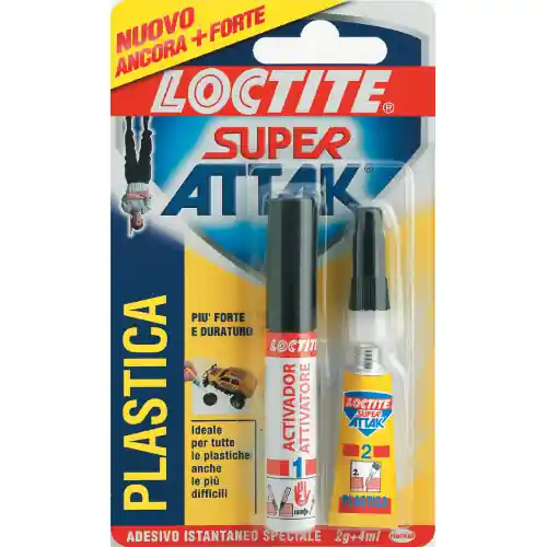 colla Super Attak adesivo liquido istantaneo per plastica 2 gr + 4 ml Op = Op