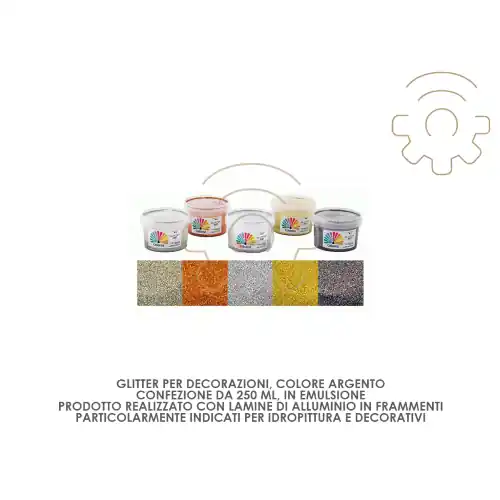 Colorea glitter per decorazioni colore argento emulsione per idropitture e decorativi 250 ml Direct Beschikbaar