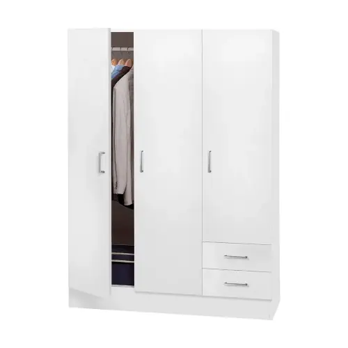 Composad armadio tre ante con doppio cassetto per abiti linea Larissa cm 50x120x170h colore bianco Finale Uitverkoop