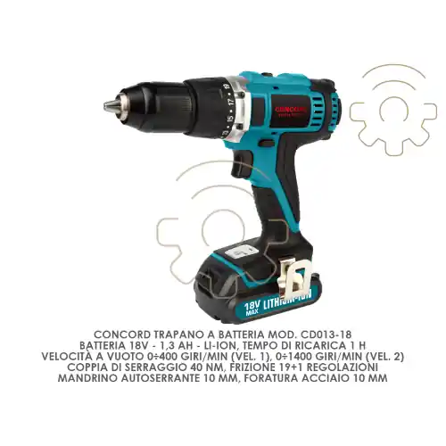 Beste Prijs Concord trapano avvitatore a batteria mod CD013 18 V Li-Ion