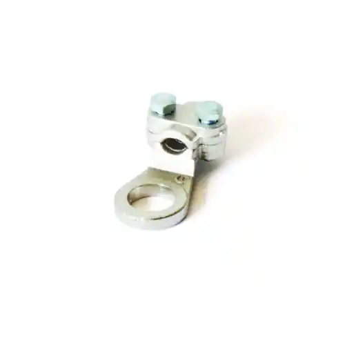 Superprijs Confezione 10 capicorda universali a morsetto per serraggio cavi sezione 35 mmq foro 15 mm con 2 viti a testa esagonale (Ottone Nichelato - 35 mmq)