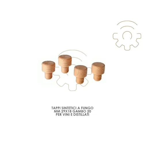Confezione 100 Tappi sintetici a fungo mm 29x19 gambo 20 per bottiglie vino e distillati Populair
