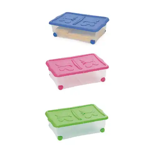 Laatste Kans Contenitore 1 pz con ruote e coperchio ad ala di gabbiano colorazioni assortite cm 60x40x18h Rolling in ABS antiurto