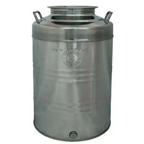 Contenitore fusto botte per olio Belvivere da 50 lt in acciaio inox 18/10 predisposizione rubinetto attacco 1/2‘ vino birra (Acciaio Inox - LT. 50) Tijdelijk Beschikbaar
