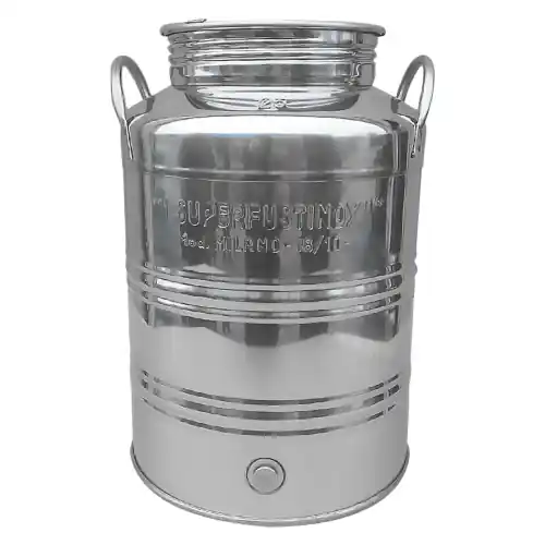 Contenitore per olio Modello Milano lt 50 in acciaio inox con predisposizione rubinetto attacco 1/2 ‘ botti fusti Premium