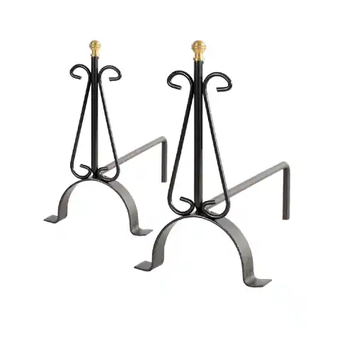 Voordeelprijs Coppia di alari Liscio per camino in ferro battuto 20 x 35 x h33 cm accessori 2 pezzi