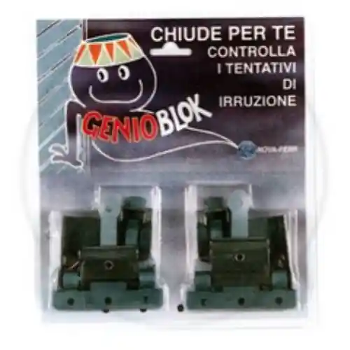 Tijdelijk Beschikbaar coppia gancio antifurto per tapparelle Genioblock bloccatapparelle acciaio inox