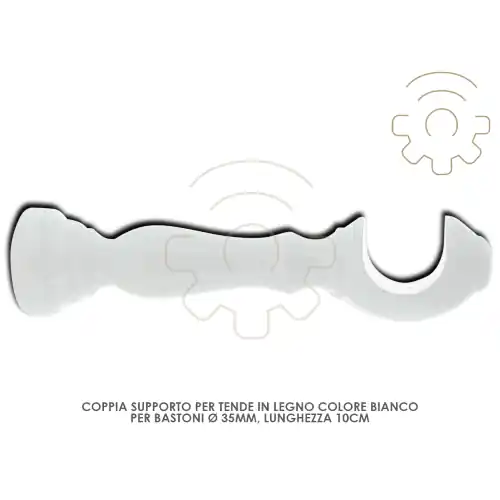 Speciale Aanbieding Coppia supporti per bastone tende in legno bianco Ø 35 mm 10 cm da parete