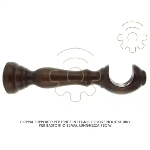 Seizoensaanbieding Coppia supporti per bastone tende in legno noce scuro Ø 35 mm 18 cm da parete